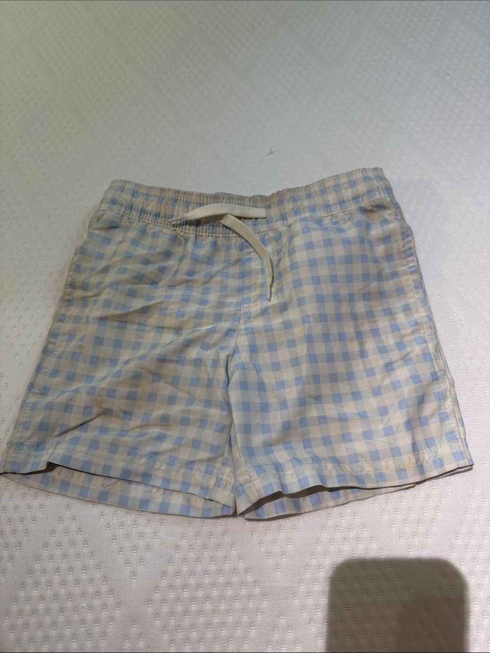 Cat & Jack Boys Blue and White Gingham Swim Trunks